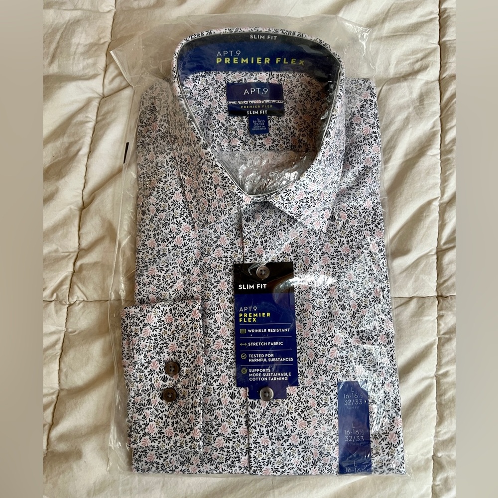 Men's Apt. 9 Premier Flex Slim-Fit Spread-Collar Dress Shirt Large Multicolor